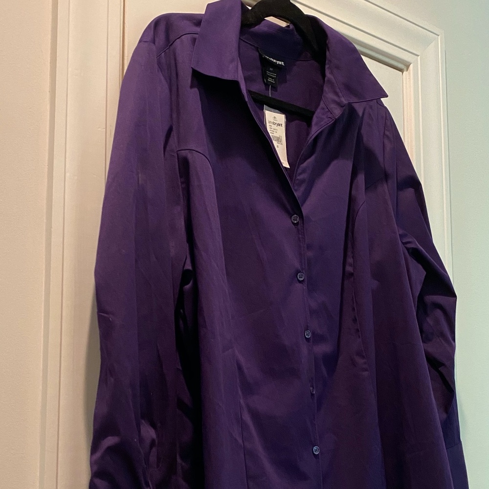 Lane Bryant new purple button down shirt Size 22